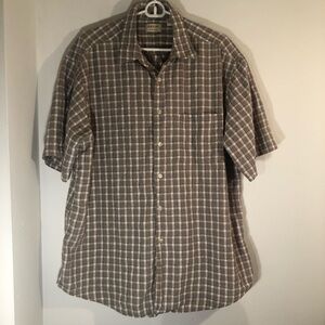 Arrow Khakis Short Sleeve Plaid Button Down Shirt Men’s XL Cotton Linen